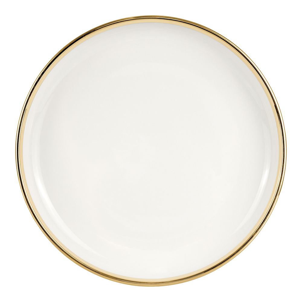 White Porcelain Dinnerware Set with Gold Accents – 16 Piece