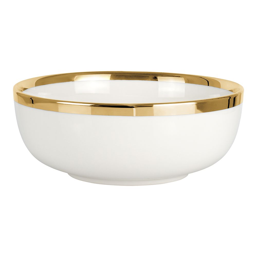 White Porcelain Dinnerware Set with Gold Accents – 16 Piece