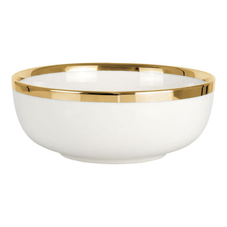 White Porcelain Dinnerware Set with Gold Accents – 16 Piece