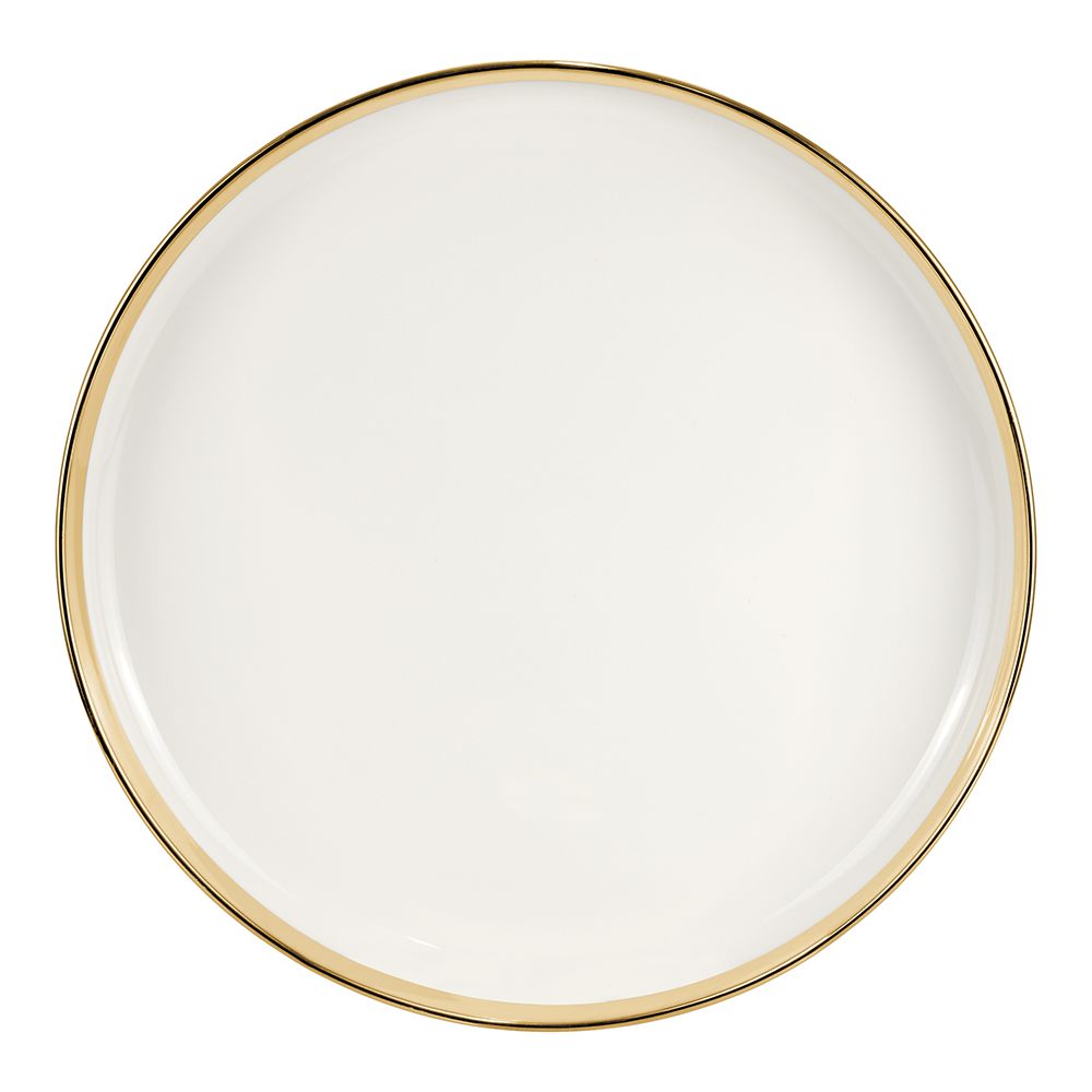 White Porcelain Dinnerware Set with Gold Accents – 16 Piece