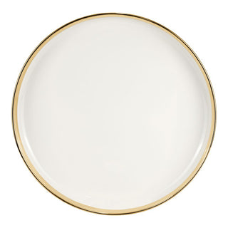 White Porcelain Dinnerware Set with Gold Accents – 16 Piece