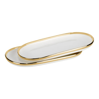 Porcelain Serving Platters White and Gold
