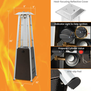 10,000 BTU Steel Tabletop Propane Patio Heater with Glass Tube
