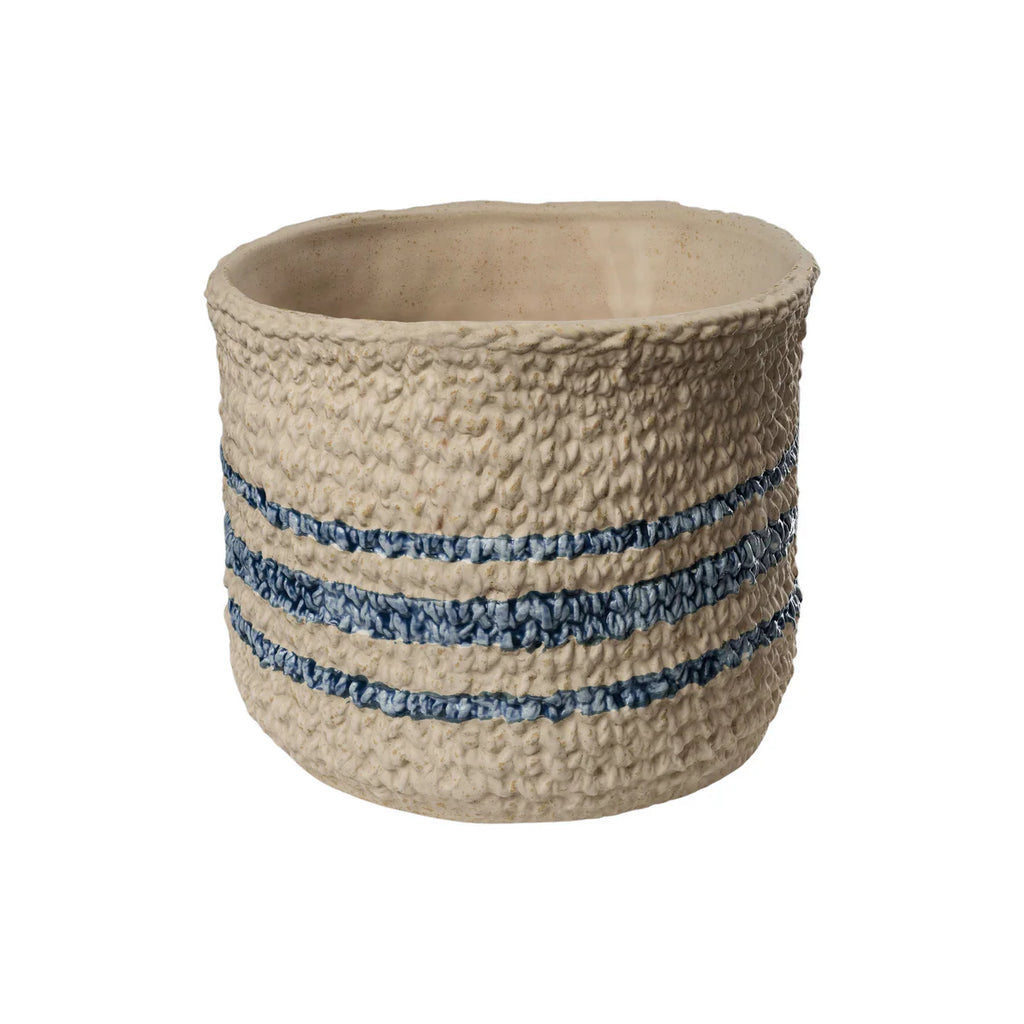 Mira Ceramic Pot – Sand & Blue / Nomad Sand & White Decorative Cachepot