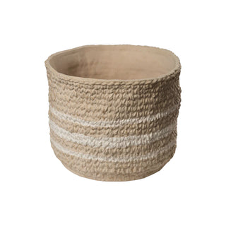 Mira Ceramic Pot – Sand & Blue / Nomad Sand & White Decorative Cachepot