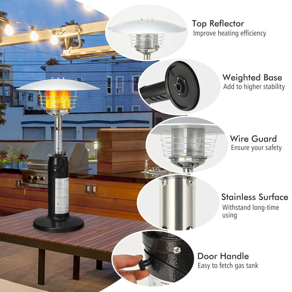 11,000 BTU Portable Tabletop Propane Patio Heater – Black