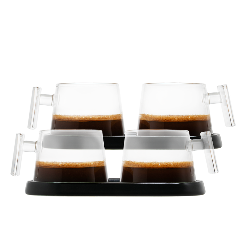 Pure Over All-Glass Espresso Cups with Ceramic Coaster – A Stylish Sip