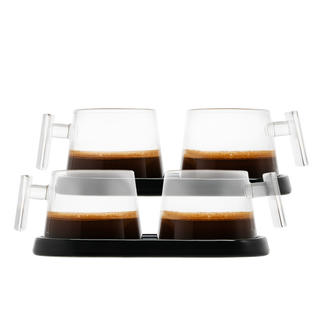 Pure Over All-Glass Espresso Cups with Ceramic Coaster – A Stylish Sip