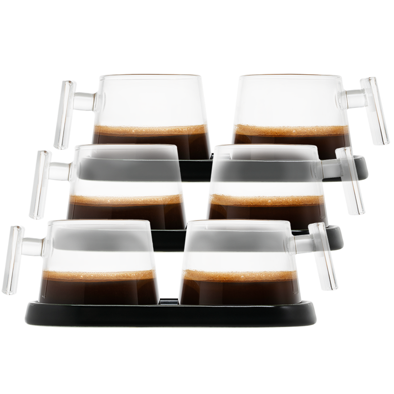 Pure Over All-Glass Espresso Cups with Ceramic Coaster – A Stylish Sip