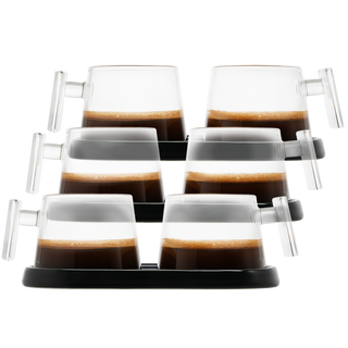 Pure Over All-Glass Espresso Cups with Ceramic Coaster – A Stylish Sip