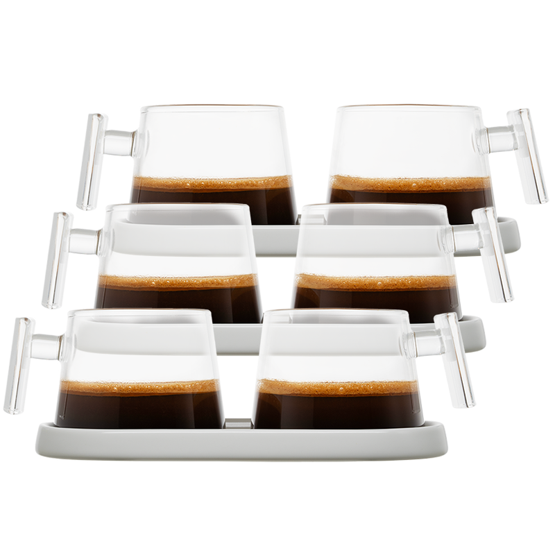 Pure Over All-Glass Espresso Cups with Ceramic Coaster – A Stylish Sip