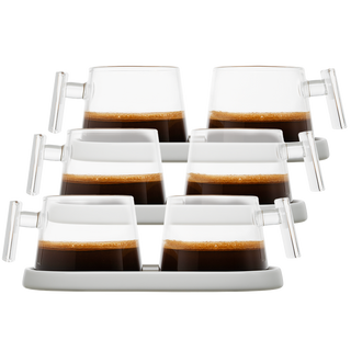 Pure Over All-Glass Espresso Cups with Ceramic Coaster – A Stylish Sip