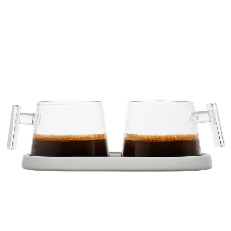 Pure Over All-Glass Espresso Cups with Ceramic Coaster – A Stylish Sip