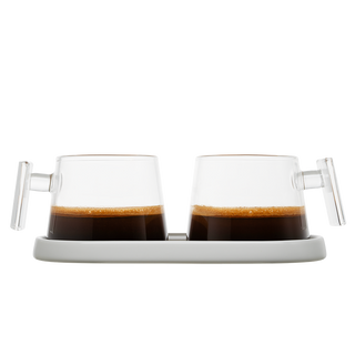 Pure Over All-Glass Espresso Cups with Ceramic Coaster – A Stylish Sip