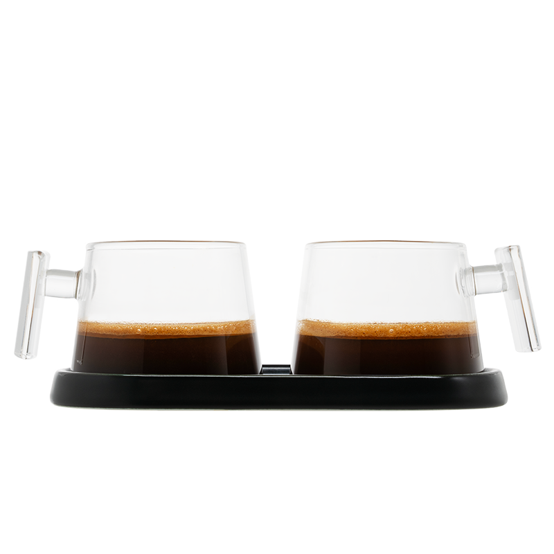 Pure Over All-Glass Espresso Cups with Ceramic Coaster – A Stylish Sip