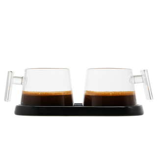 Pure Over All-Glass Espresso Cups with Ceramic Coaster – A Stylish Sip