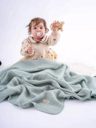 Quilted Muslin Blanket | 4-Layer Cotton Baby & Home Throw