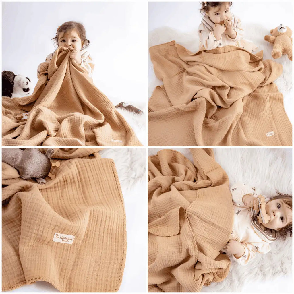 Quilted Muslin Blanket | 4-Layer Cotton Baby & Home Throw