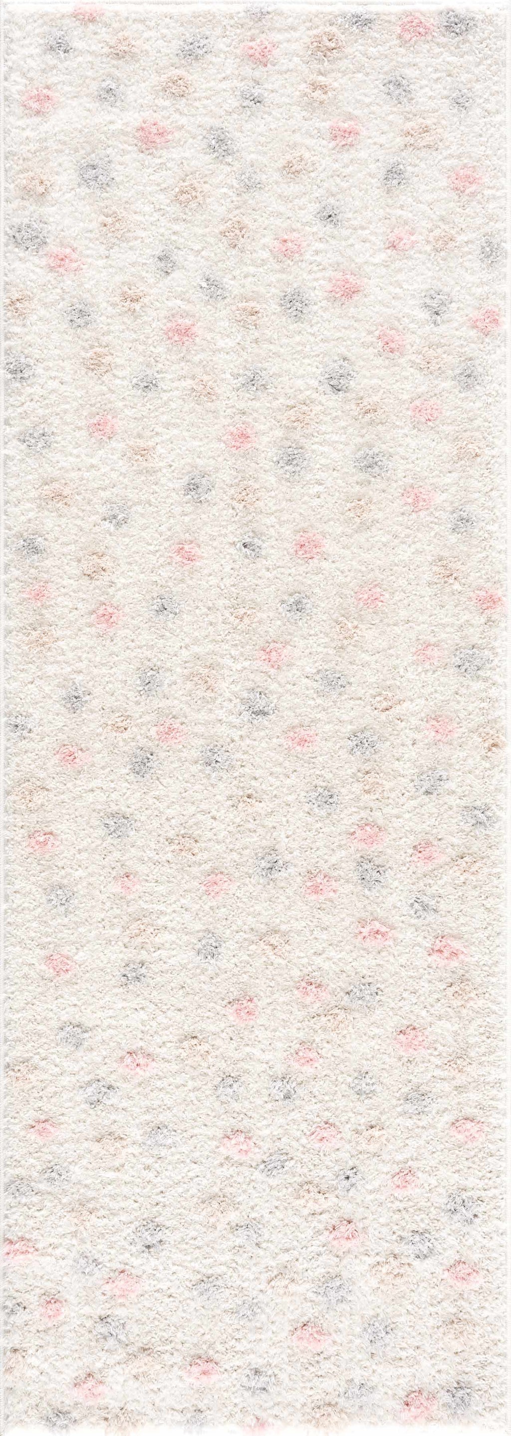 Cansu Pink Cream Dotted Area Rug – Stylish Washable Soft Carpet