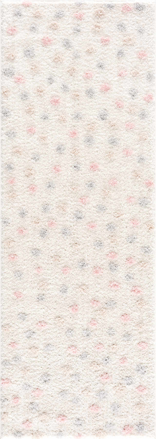 Cansu Pink Cream Dotted Area Rug – Stylish Washable Soft Carpet