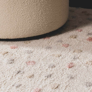 Cansu Pink Cream Dotted Area Rug – Stylish Washable Soft Carpet