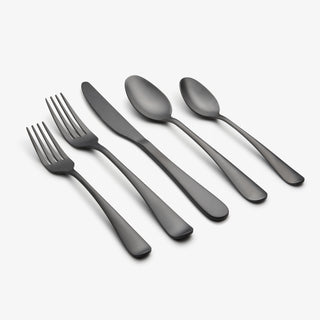 Cambridge Rhiannon Black Satin 45-Piece Flatware Set, 18/0 stainless steel