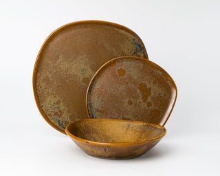 HAAND Ripple 3-Piece Dinner Setting – Handcrafted Porcelain Dinnerware Set