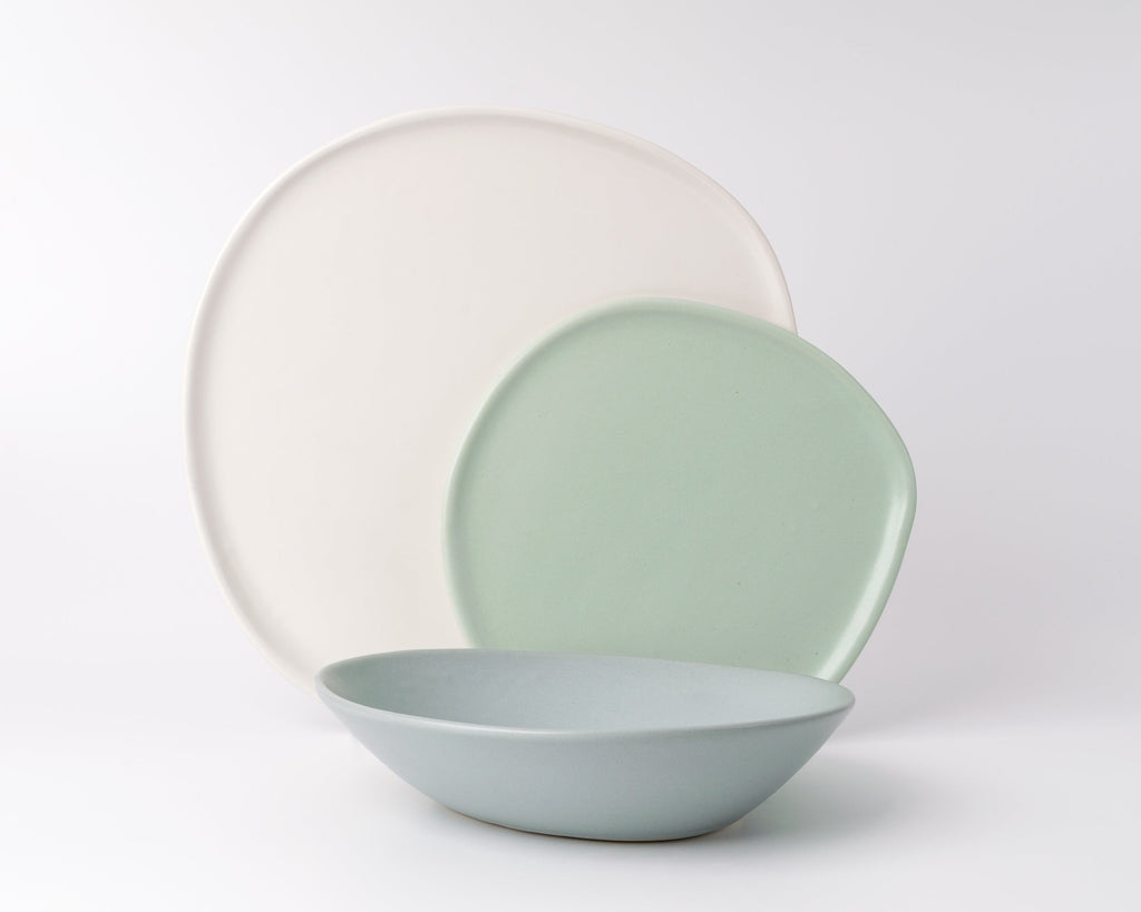 HAAND Ripple 3-Piece Dinner Setting – Handcrafted Porcelain Dinnerware Set