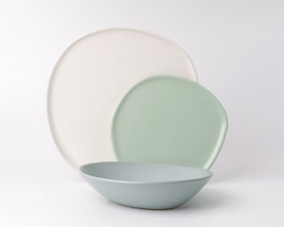 HAAND Ripple 3-Piece Dinner Setting – Handcrafted Porcelain Dinnerware Set