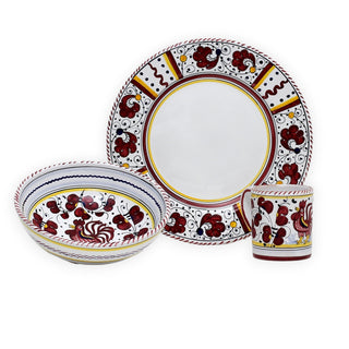 ORVIETO RED ROOSTER: 3 Pieces Place Dinnerware Setting