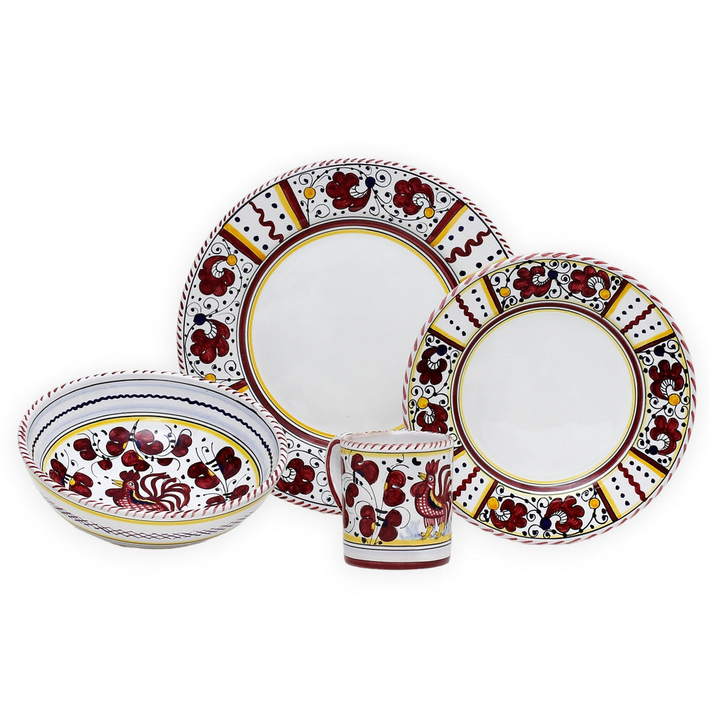 ORVIETO RED ROOSTER: 4 Pieces Place Dinnerware Setting