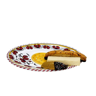 ORVIETO RED ROOSTER: Small Oval Tray 9