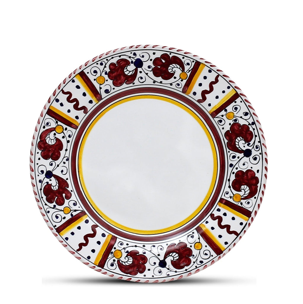 ORVIETO RED ROOSTER: 3 Pieces Dinnerware Place Setting - White Center