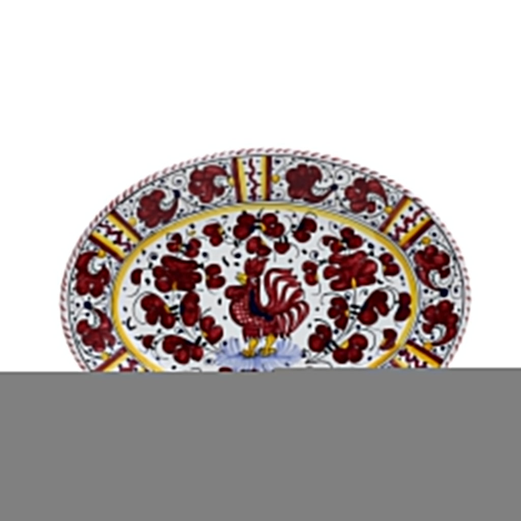 ORVIETO RED ROOSTER: Oval Plate