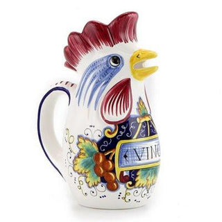 IN VINO VERITAS: Traditional Italian Rooster of Fortune Wine Pitcher (1.5 Liter 50 Oz)