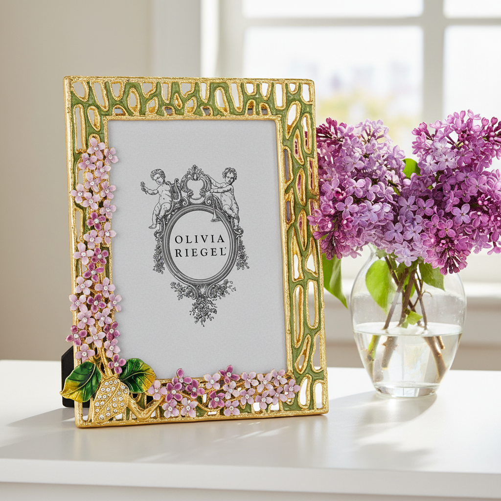 Corina Lilac Floral Crystal Picture Frame