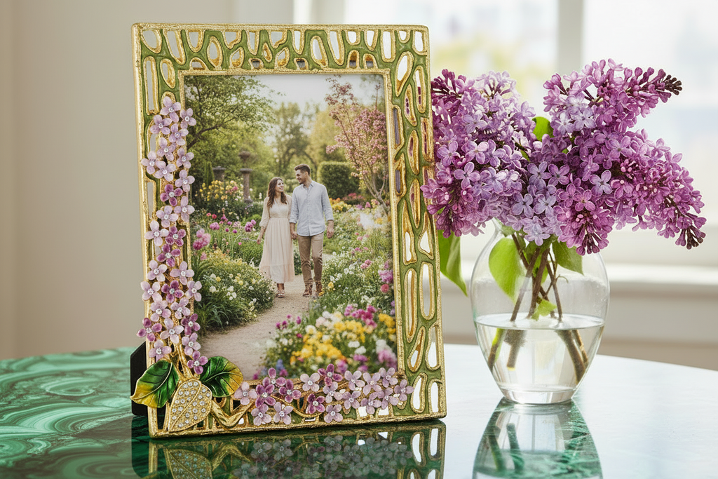 Corina Lilac Floral Crystal Picture Frame