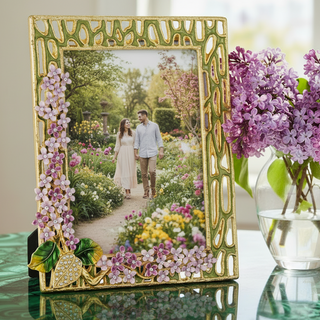 Corina Lilac Floral Crystal Picture Frame