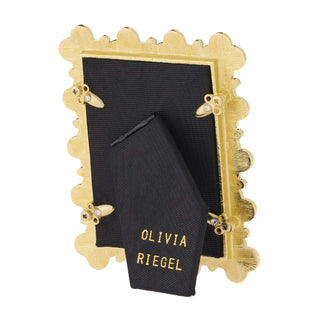 Black Enamel Clover Crystal Picture Frame, Gold