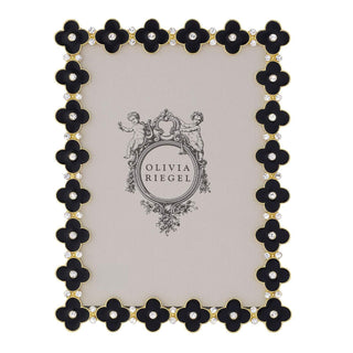 Black Enamel Clover Crystal Picture Frame, Gold