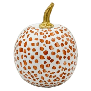 Rusty Red Dotted Hand-Painted Metal Pumpkin – 4-Inch
