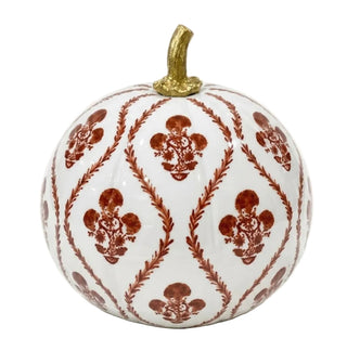 Rusty Red Heritage Medallion Metal Pumpkin – 10-Inch