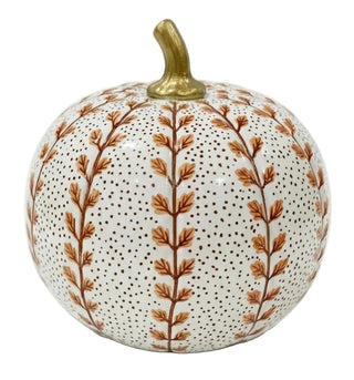 Rusty Red Meadow Sprig Metal Pumpkin – Available in Two Sizes