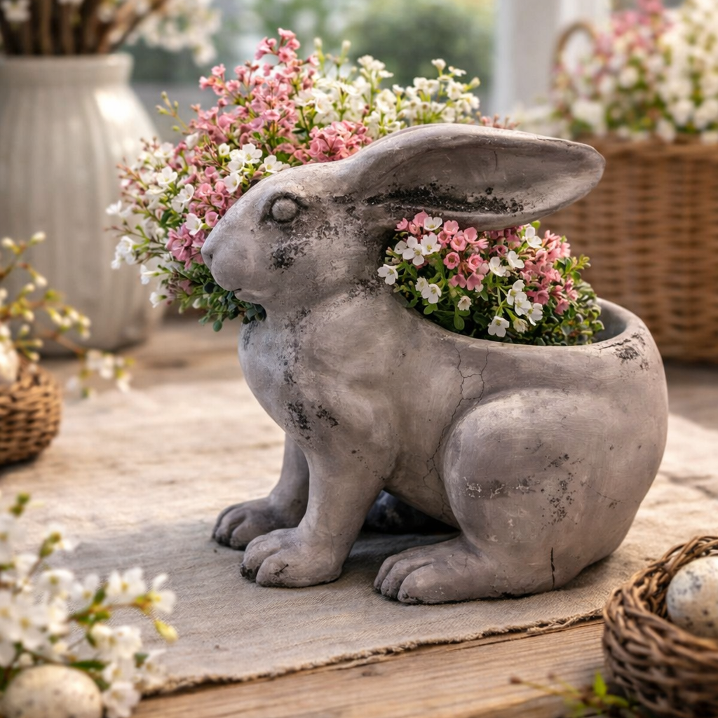 Vintage-Inspired Rustic Rabbit Figurine