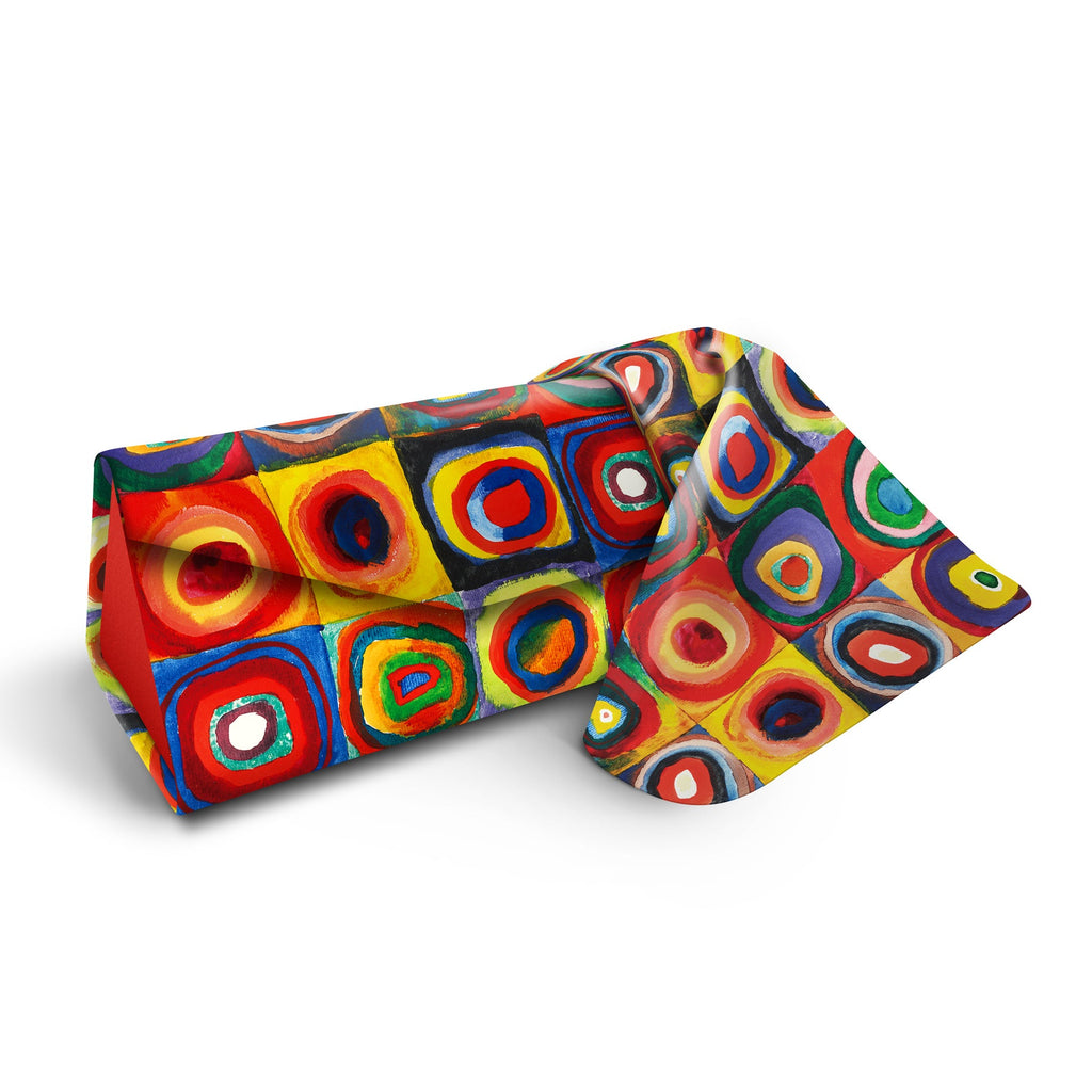 Kandinsky Squares with Concentric Circles Folding Glasses Case – Compact & Protective