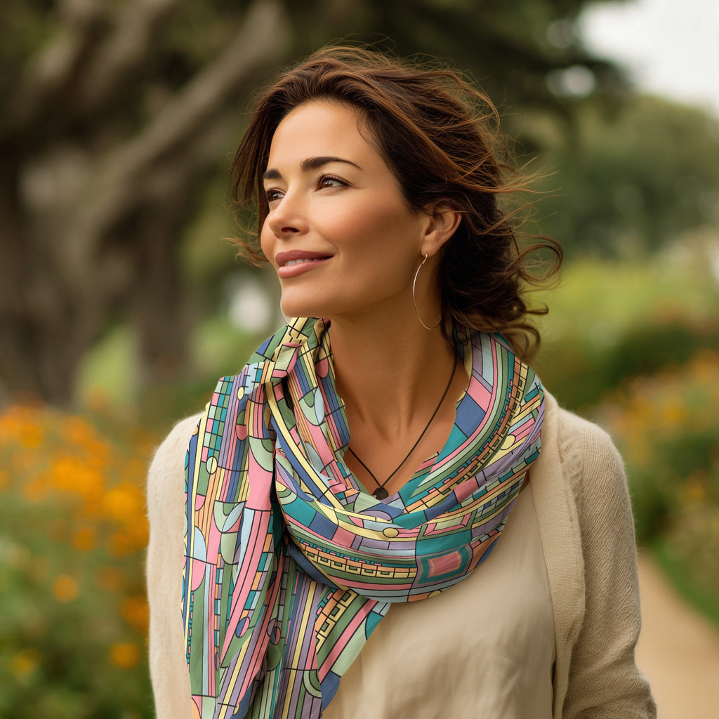 Frank Lloyd Wright Saguaro Forms Silk Blend Shawl – Lightweight & Elegant Evening Wrap