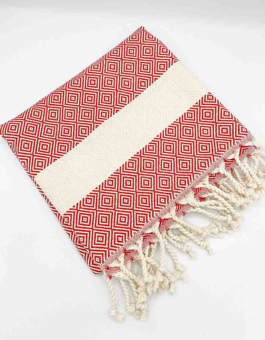 Diamond Hand Towel | Oversized Cotton Diamond Weave Towel