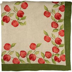 Red Apples Tablecloth / Pink and Green Pomegranate Tablecloth – Linen Cotton Blend Cotswolds Style Tablecloths