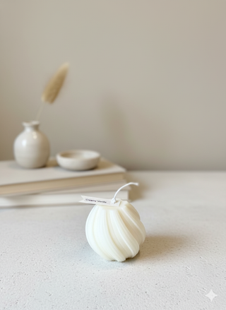 Ribbed Twirl Candle - Handcrafted Soy Wax Decorative Accent