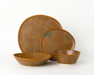 HAAND Ripple 4-Piece Dinner Setting – Handcrafted Porcelain Dinnerware Set